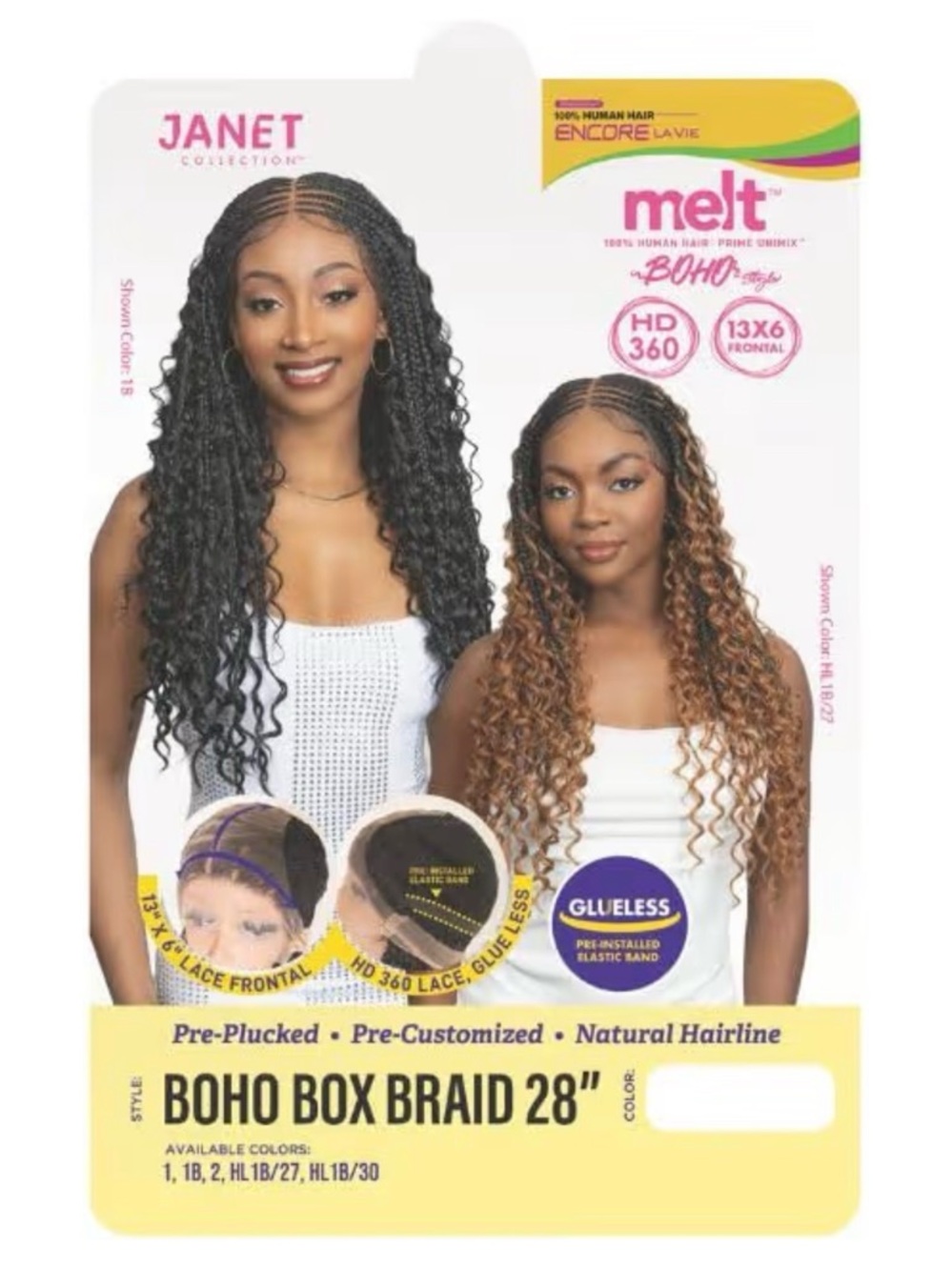 Janet Collection Human Hair Blend HD Lace Frontal Wig Melt 13X6 Boho Box Braid